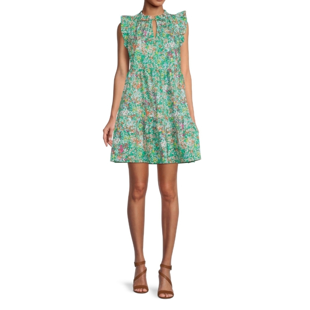 NWT WOMENS TIME AND TRU WOVEN FLUTTER SLEEVE DRESS SIZE M